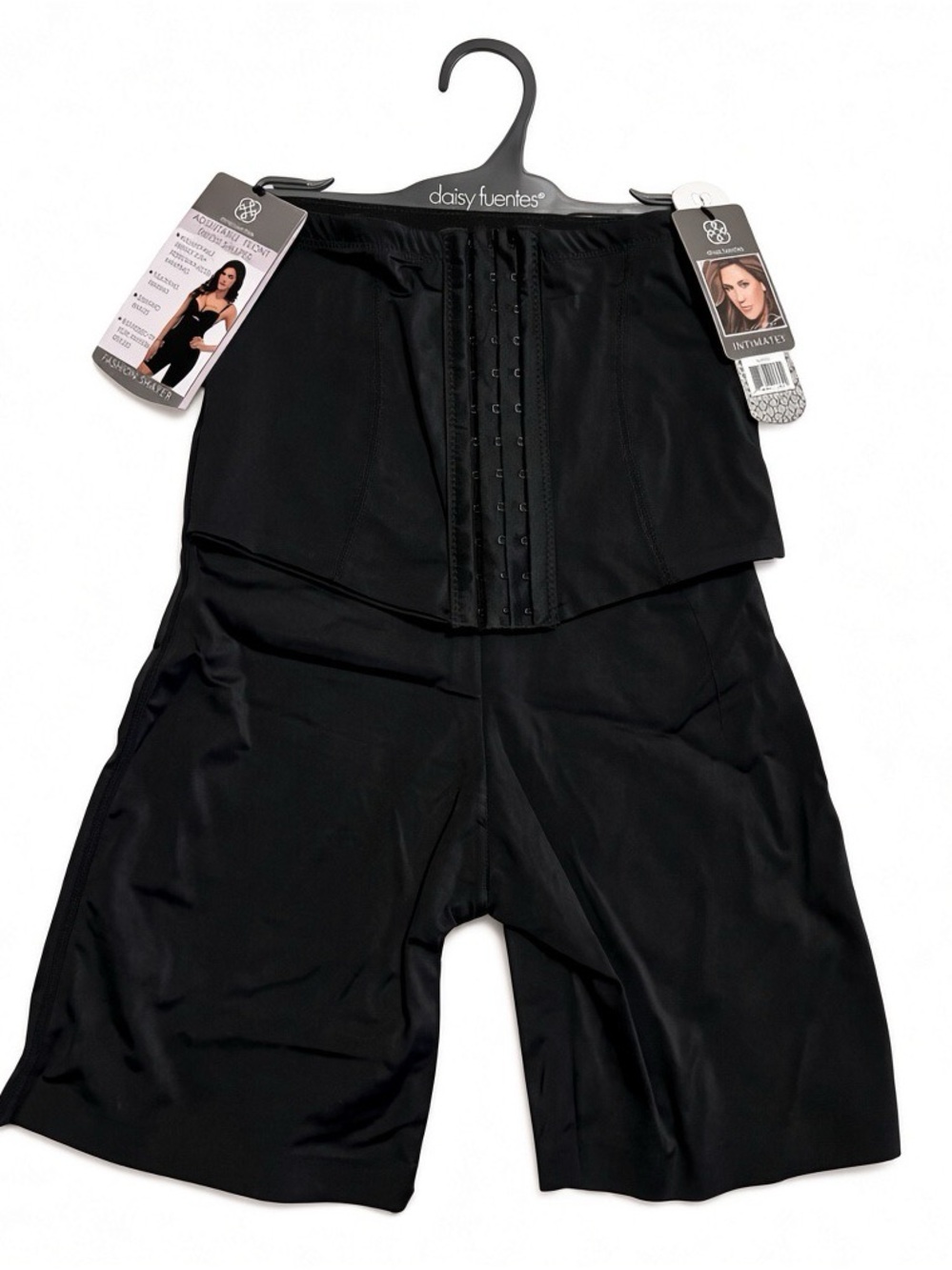 Daisy Fuentes High Waist Shaper Shorts Hook & Eye Closure NWT Black 1X